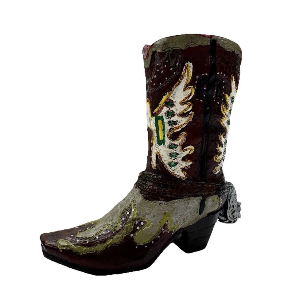 Vintage Western Cowboy Boot Figurine Rustic Southwest Country Decor Statue